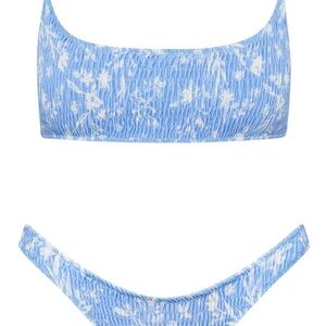 Blue and White Floral Bikini Set